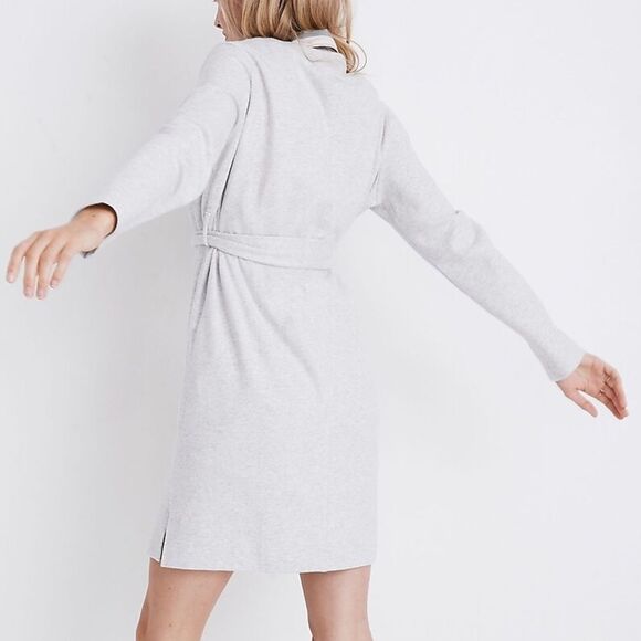 Madewell Grey Size M Rainbow Embroidered Cotton Robe NO BELT Pockets Boho Retro - Picture 13 of 13